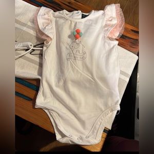Cynthia Rowley, birthday baby, size 24 months, onesie, one piece, white, pink